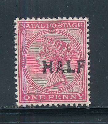 Natal - 1895 - Surch - half on 1d rose mint hinged (SACC 108).