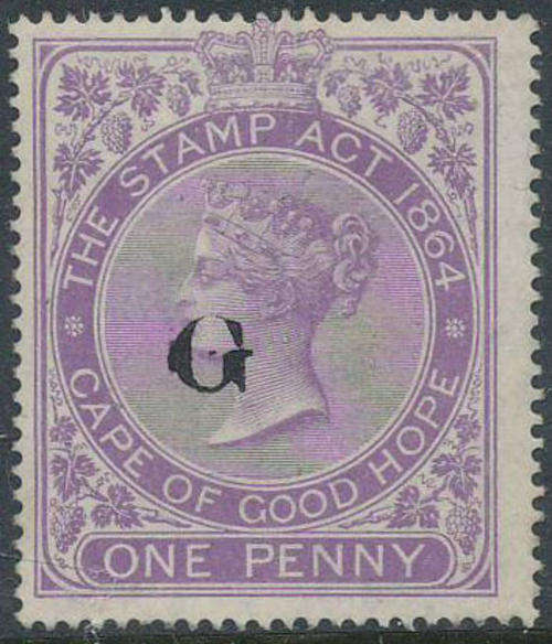 Griqualand West Revenue Stamps - 1877 - Victoria C.G.H. ovptd - 1d type A no gum. (SG23)