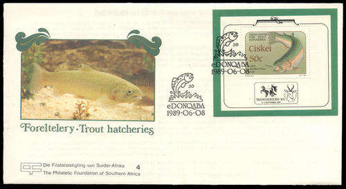 Ciskei 1989 - Trout Hatcheries - m/sheet on foundation F.D.C.