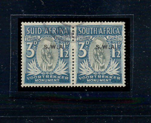 South West Africa - 1935 - 36 - Voortrekker Mem Fund - 3d + 1 1/2d used horiz pr.