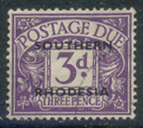 Southern Rhodesia Postage Dues - 1951 - G.B. Stamps ovptd - 3d violet fine used