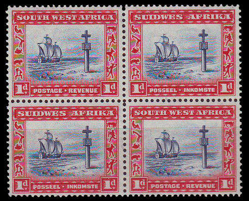 South West Africa - 1931 - Pict Defins - 1d perf 14 x 13 1/2, up mint unhinged block of 4.