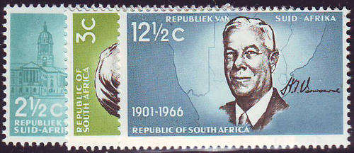 South Africa 1966 - Dr Verwoerd - set of 3 mint unhinged.