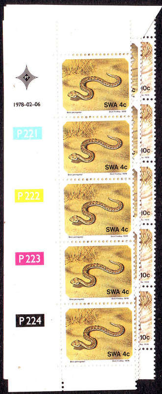 South West Africa - 1978 - Small Animals - set of 4 control blocks of 4 mint unhinged.