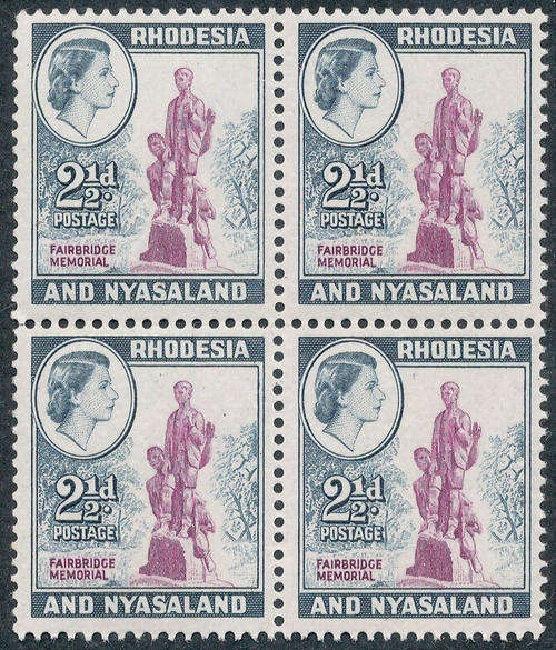 Rhodesia & Nyasaland â 1959-62 â Defins â 2Â½d block of 4 mint unhinged (SACC 21).