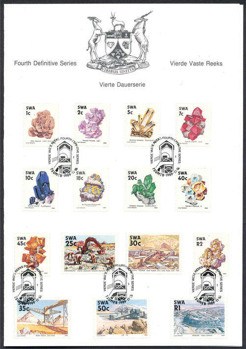 South West Africa Official F.D.C's - 1989 - 4th Defin Issue - set of 16 on cover No.4.1.