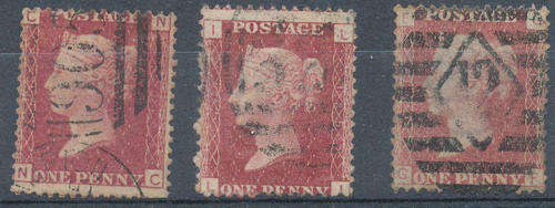 Great Britain - 1858-79 - 1d red Pl.92, 125, 141 good used (SG 43).
