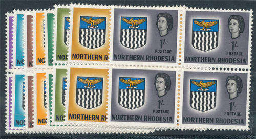 Northern Rhodesia - 1963 - Defin - 1/2d to 1s mint unhinged blocks of 4 (SACC 75-82).