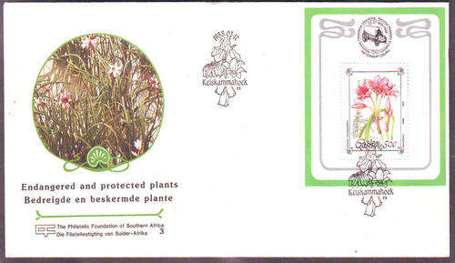 Ciskei - 1988 - Protected Flowers - m/sheet on F.D.C's C3 unaddressed (SACC 130a).