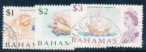 Bahamas - 1967-71 - Decimal Currency - $1, $2, $3 fine used (SG 307-309).