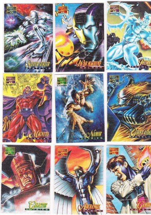 9x Marvel Masterpieces 1995 Canvas cards