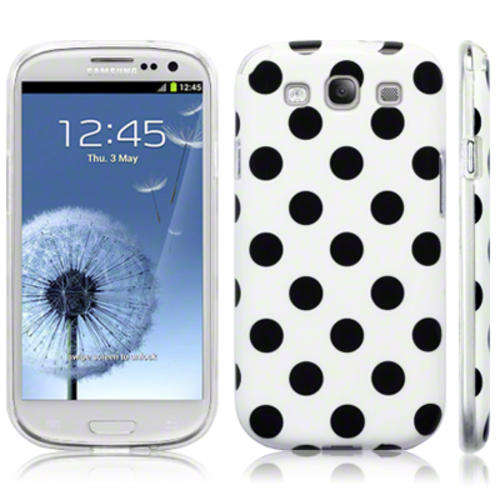Samsung Galaxy S3 (i9300) Polka Dot Range - Black on White Gel Case