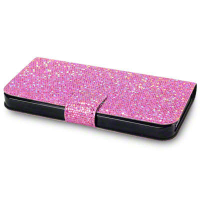 iPhone 5 Covert Glitter Disco Wallet - Hot Pink