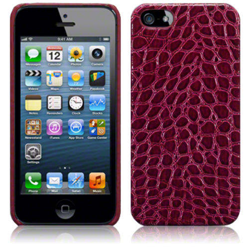 IPhone 5 Covert Branded Red PU Croc Skin Back Cover Case