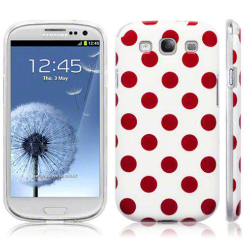Samsung Galaxy S3 (i9300) Polka Dot Range - Red on White Gel Case