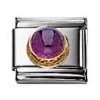 NOMINATION Italian Charm Link - In Stainless Steel, 18K Gold With Round Amethyst Cabochon