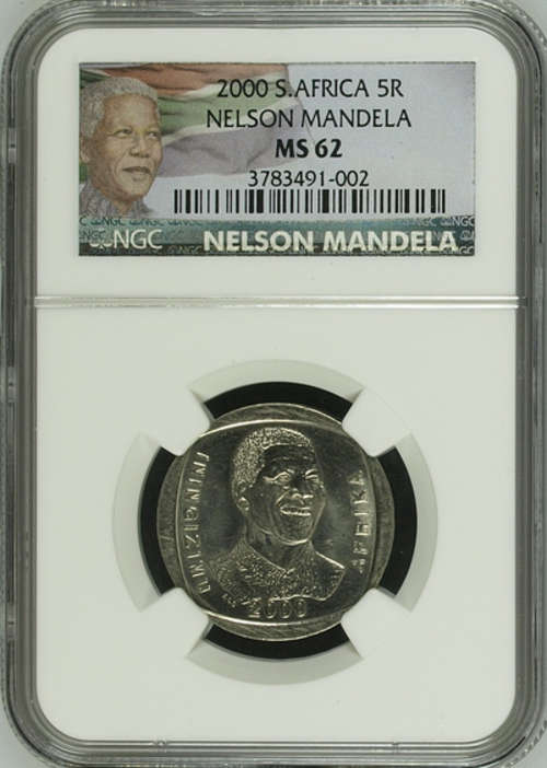 ***Nelson Mandela YEAR 2000***NGC - MS62***STUNNING New Label***