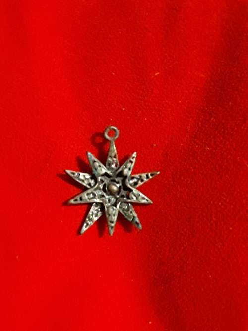 ANTIQUE Star Pendant with pink cutting glass pieces
