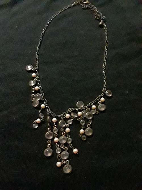 Vintage NECKLACE  with pink cutting glass