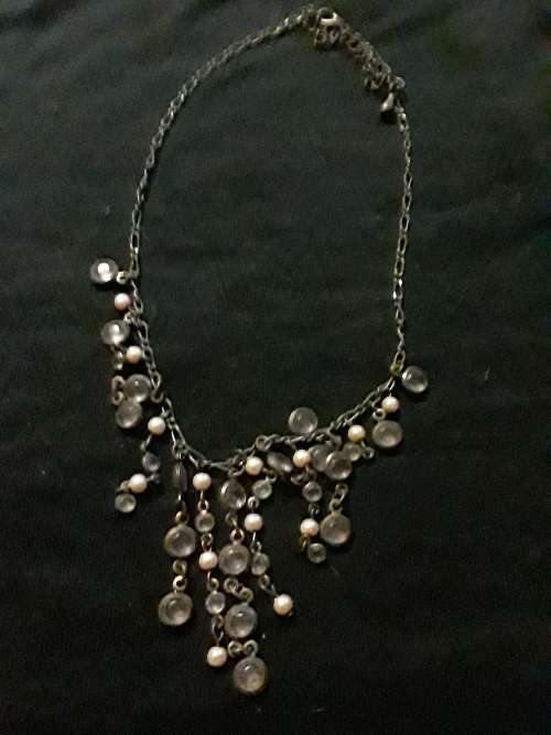 Vintage NECKLACE  with pink cutting glass