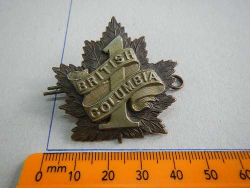 WW1 Canadian CEF British Columbia Regiment Bi-metal cap badge