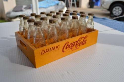 BIG COCA COLA CRATE WITH GLASS  BOTTLES SIZE 150mm X 100mm