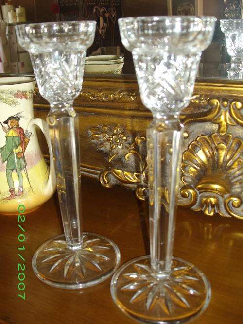 STUNNING CUT GLASS CANDLESTICKS