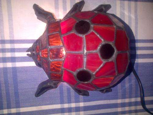 STUNNING LEAD AND STAINED GLASS LADY BUG NIGHT LAMP