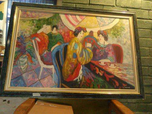 Lovely large colourfull Signed Oil on Board