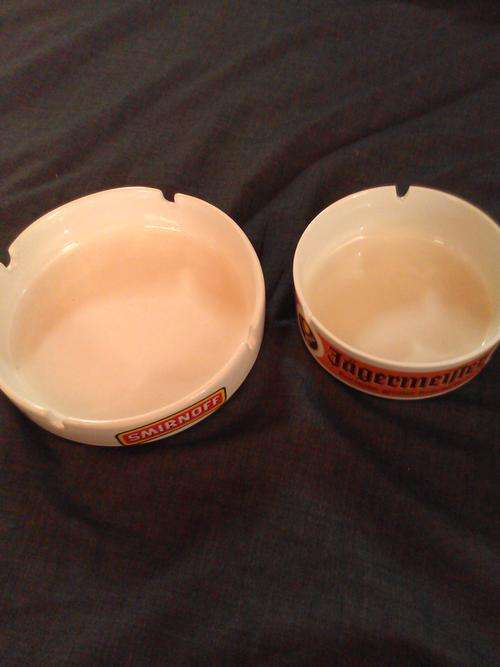 Collectible Smirnoff and Jagermeister Ashtrays for the Mancave