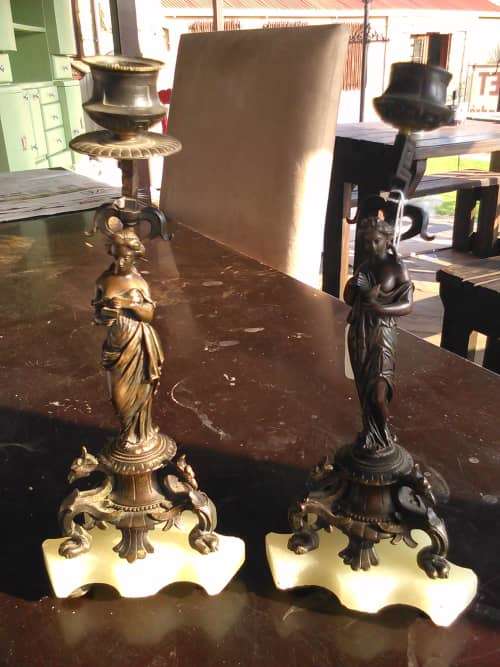 Rare and hard to find Antique Bronze Figural Candlesticks