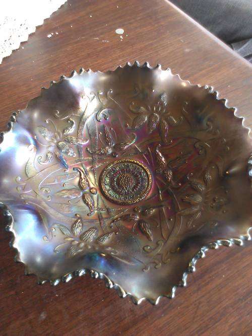 VERY Old  Iridescent Carnival Glass Compote Bowl(Value R3000 plus)