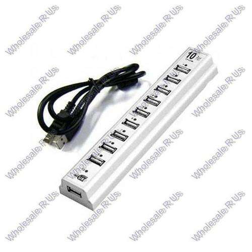 Hi Speed USB 2.0 Plug And Play 10 Port Hub with AC Adaptor