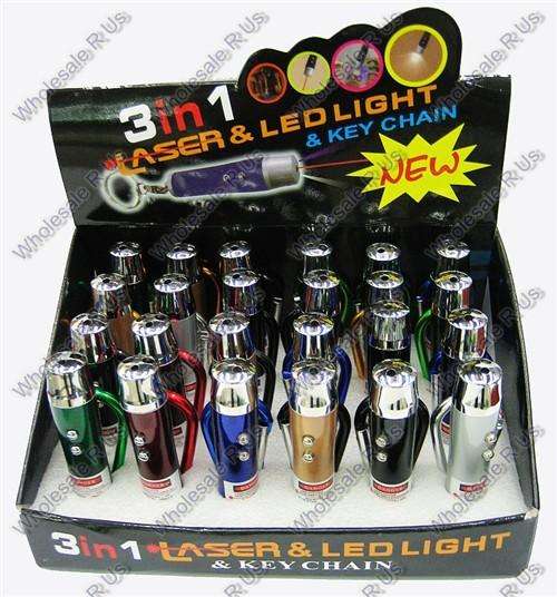 3 In 1 Super Bright LED Laser And UV Light Keychain