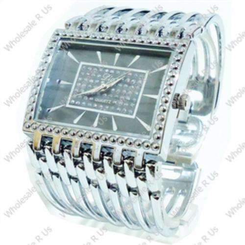 Ladies Crystal Accented Bracelet Dress Watch Silver