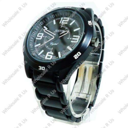 Gents Link Bracelet Watch - Black