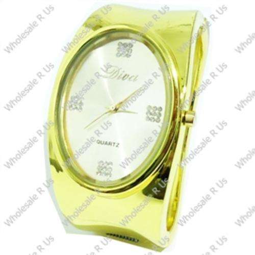 Ladies Crystal Accented Bangle Dress Watch - Gold