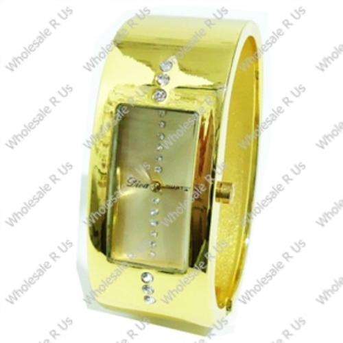 Ladies Crystal Accented Bangle Dress Watch - Gold