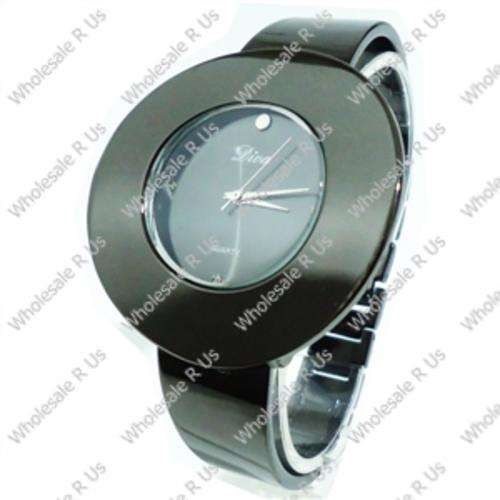 Ladies Crystal Accented Bracelet Dress Watch - Black
