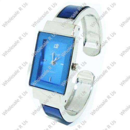 Ladies Bangle Watch Silver with Blue Face