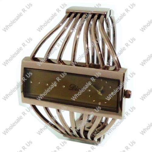 Ladies Crystal Accented Bangle Watch Bronze