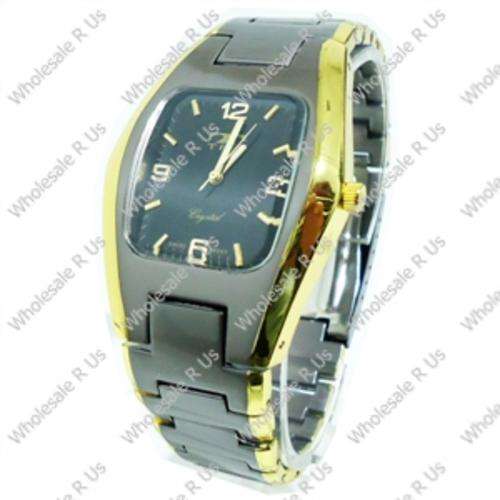 Gents Link Bracelet Watch Two-Tone - Gold Grey