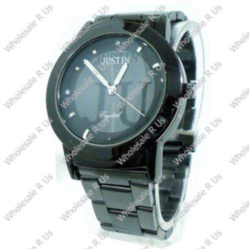 Gents Link Bracelet Watch with Illuminated Markers - Black