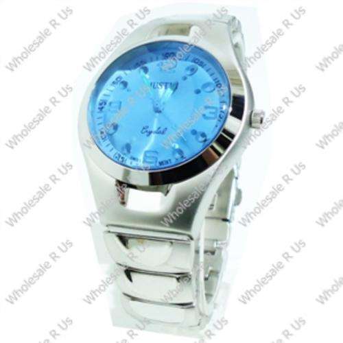Gents Link Bracelet Watch - Silver Blue