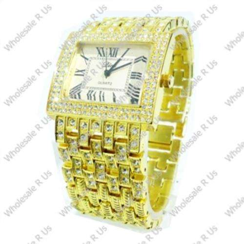 Ladies Crystal Accented Bracelet Watch - Gold
