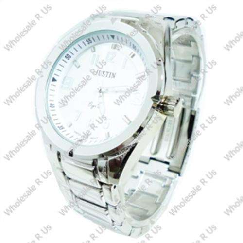 Gents Link Bracelet Watch - Silver White