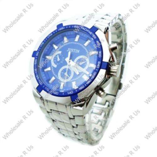 Gents Link Bracelet Watch - Silver Blue