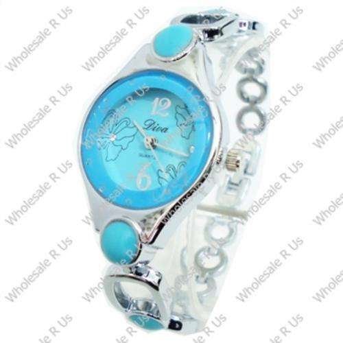 Girls Bracelet Watch Silver Blue
