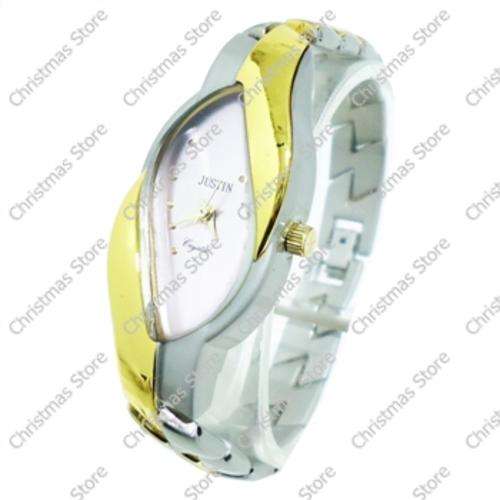 Ladies Elegant Two-Tone Bracelet Watch Gold SilverGrey