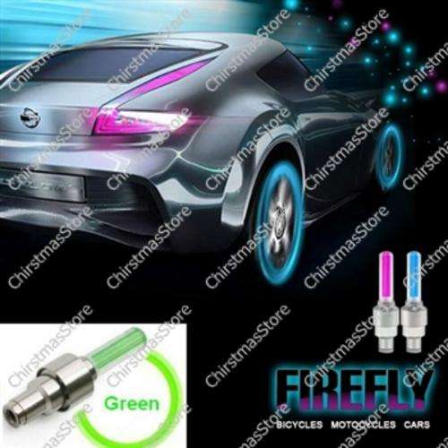 Fireflys Flashing LED Tyre Valve Cap Neon Lamp Pack of 2 Green Flashing